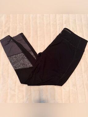 Tangerine Women’s Heathered Black Gray Monochromatic Color Block Leggings Size L